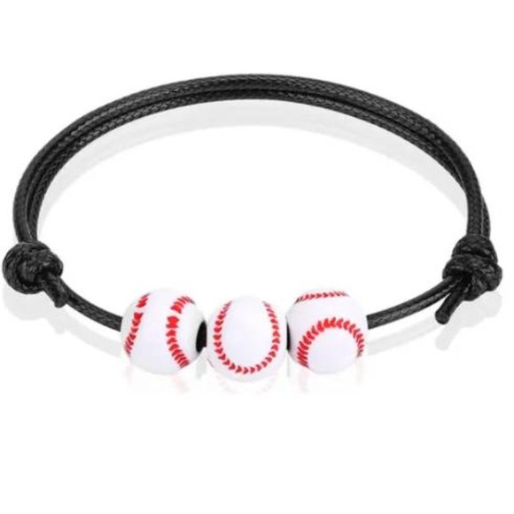 baseball braclets | Jewelry | New Adjustable Baseball Black Woven Rope ...